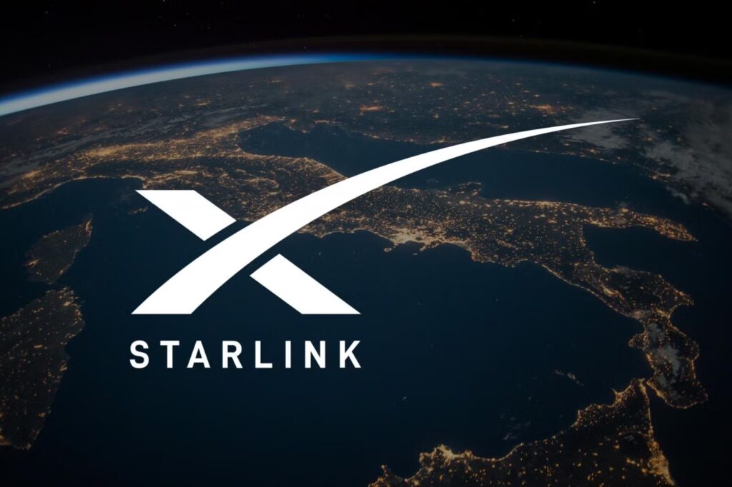 Starlink logo được nh&igrave;n từ kh&ocirc;ng gian
